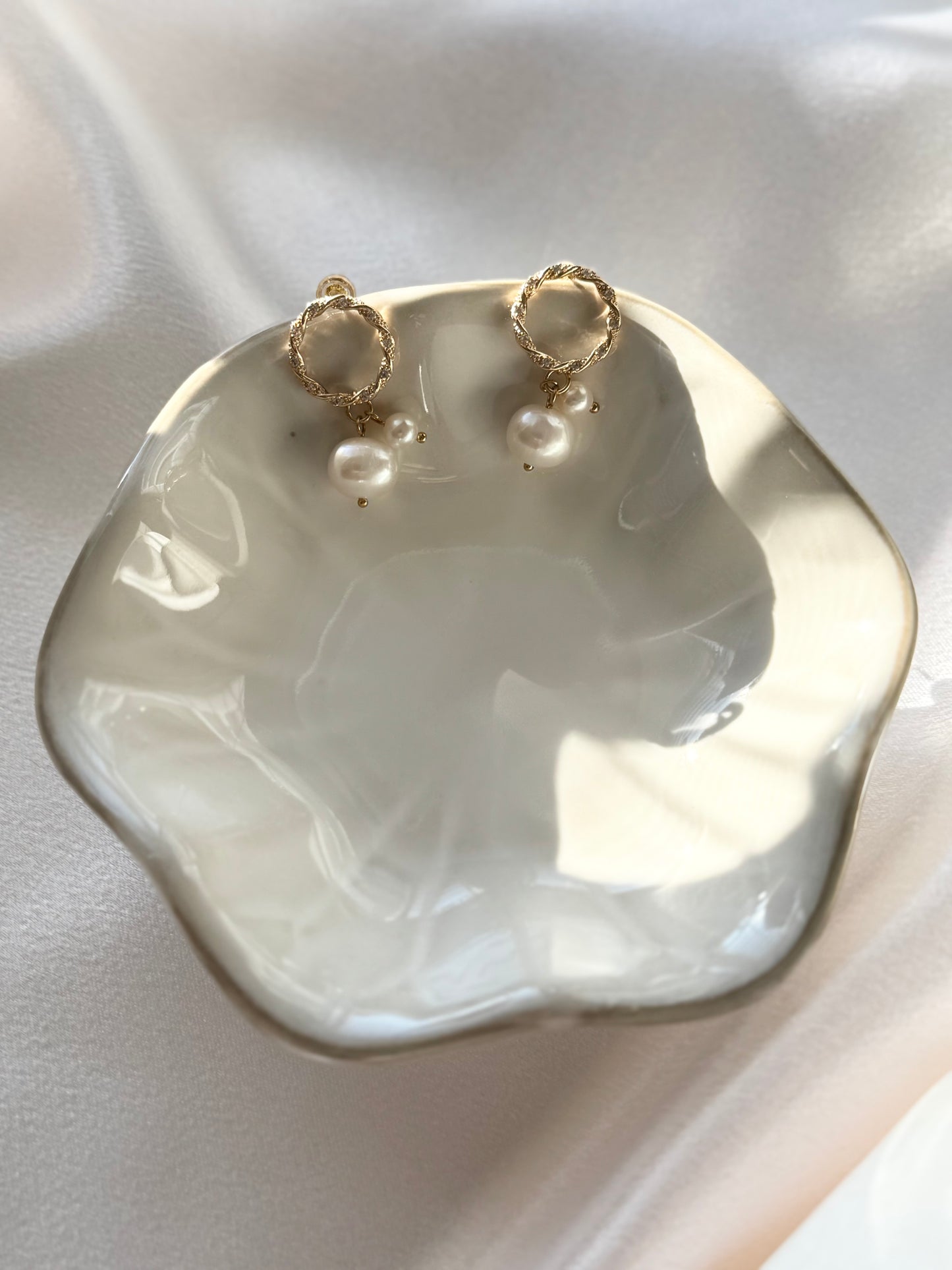 Colette Pearl Drop Hoop Earrings