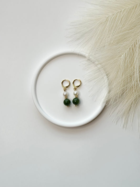 Serenity Pearl & Jade Earrings