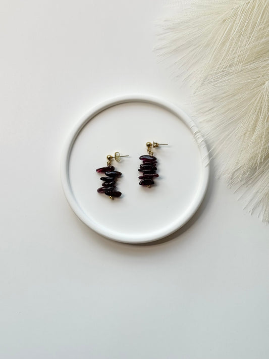 Crimson Stack Garnet Earrings