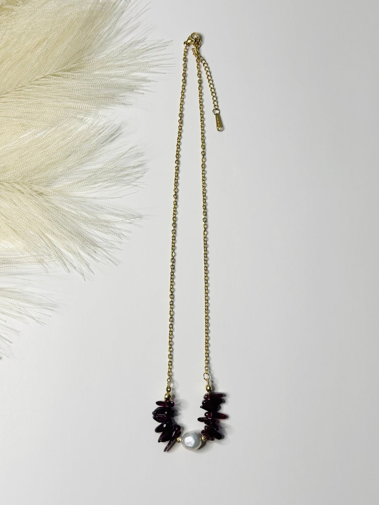 Garnet Pearl Arc Necklace