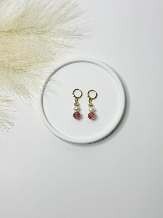 Rosy Glow Pearl Earrings