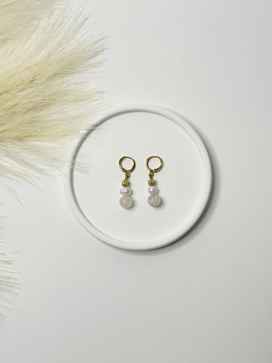 Blush Harmony Pearl & Rose Quartz Earrings