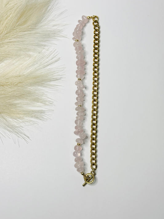 Rose Quartz Line Necklace