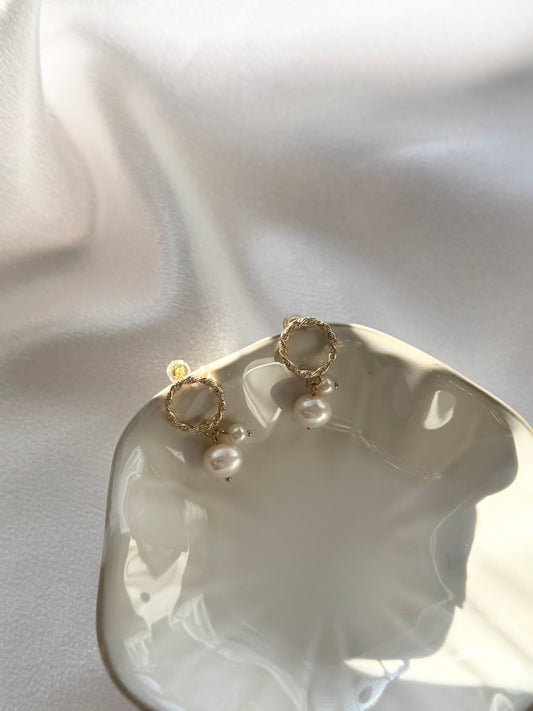 Colette Pearl Drop Hoop Earrings