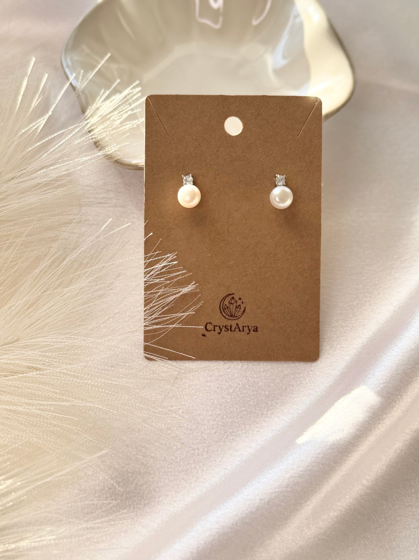 Pearl Dew Studs- White