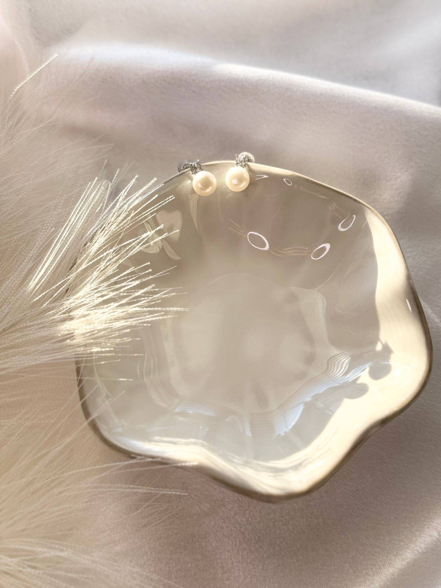 Pearl Dew Studs- White