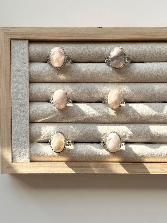 Flower Agate Ring