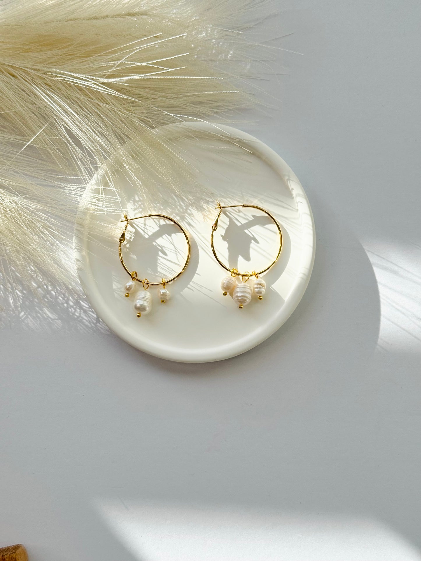 Luxe Pearl Cluster Hoop Earrings